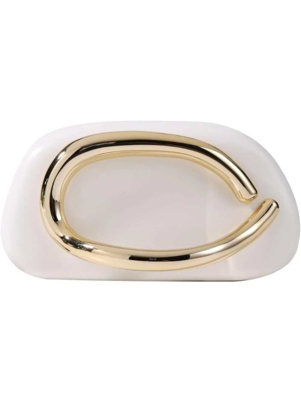 👜Women's White Art Deco Clutch Gold-Tone Handle Evening Party Purse Bag